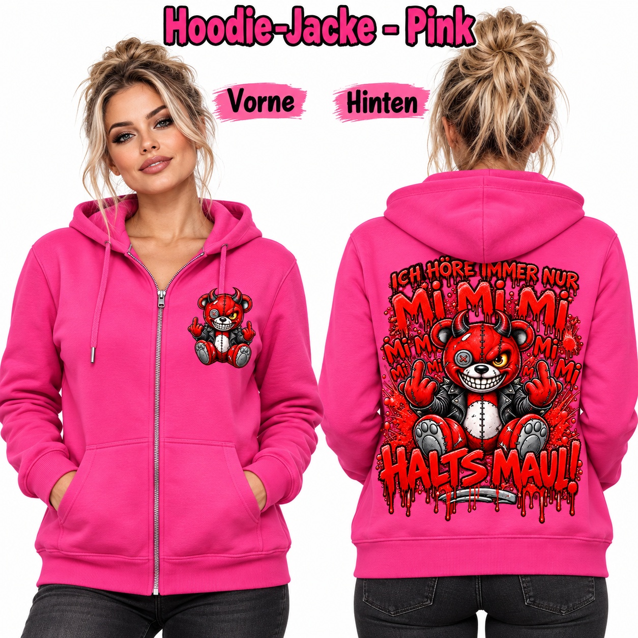Damen Kapuzensweatjacke Mi Mi Mi Halts Maul